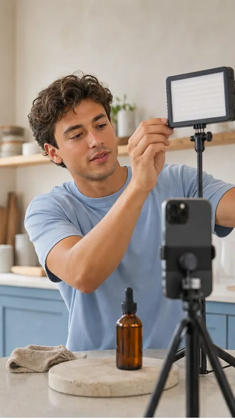 Creator setting up a simple UGC shoot