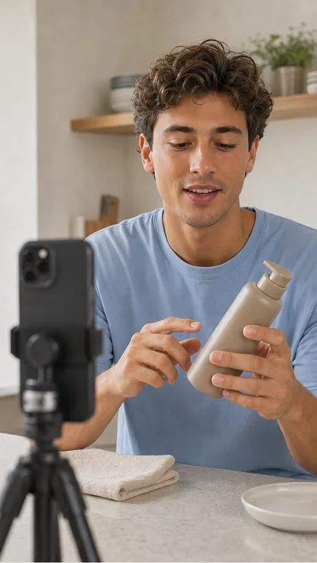 Creator filming a product demonstration