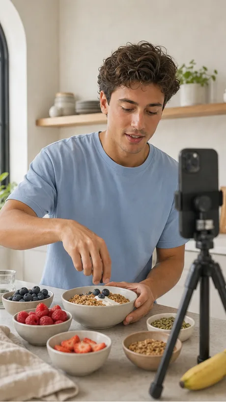 Creator filming a recipe-led UGC format