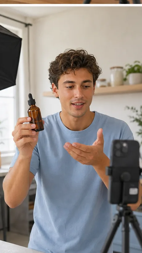 Creator recording a vertical product video
